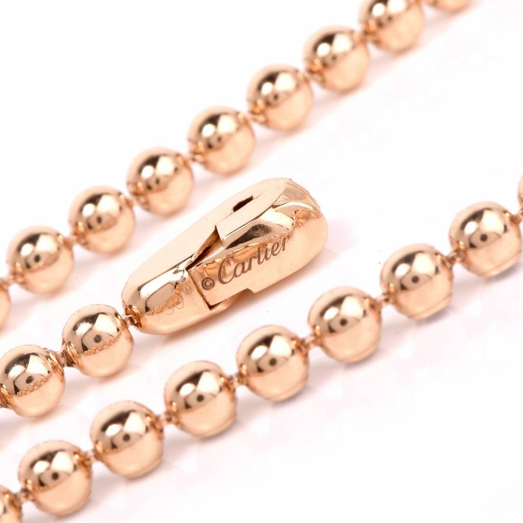 Women's Cartier France Perles De Diamants 4.72 Carats Diamonds Gold Necklace