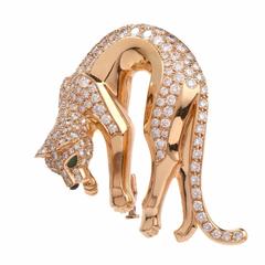 Cartier Panthere De Cartier 5.02 Carats Diamonds Emerald Gold Panther Brooch