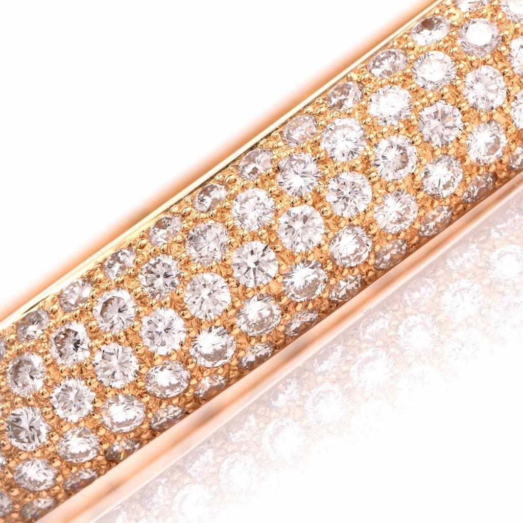 Women's or Men's Oversized 16.38 carats Diamond Gold Cluster Bangle Bracelet