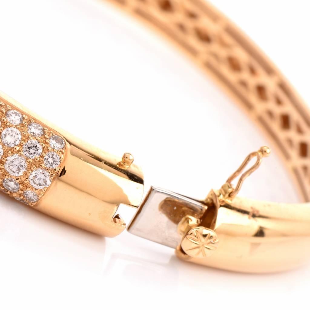 Oversized 16.38 carats Diamond Gold Cluster Bangle Bracelet 3