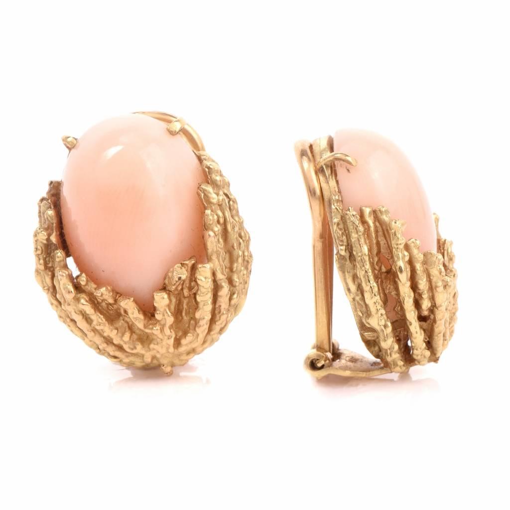 Angel Skin Coral Gold Clip-Back Earrings 1