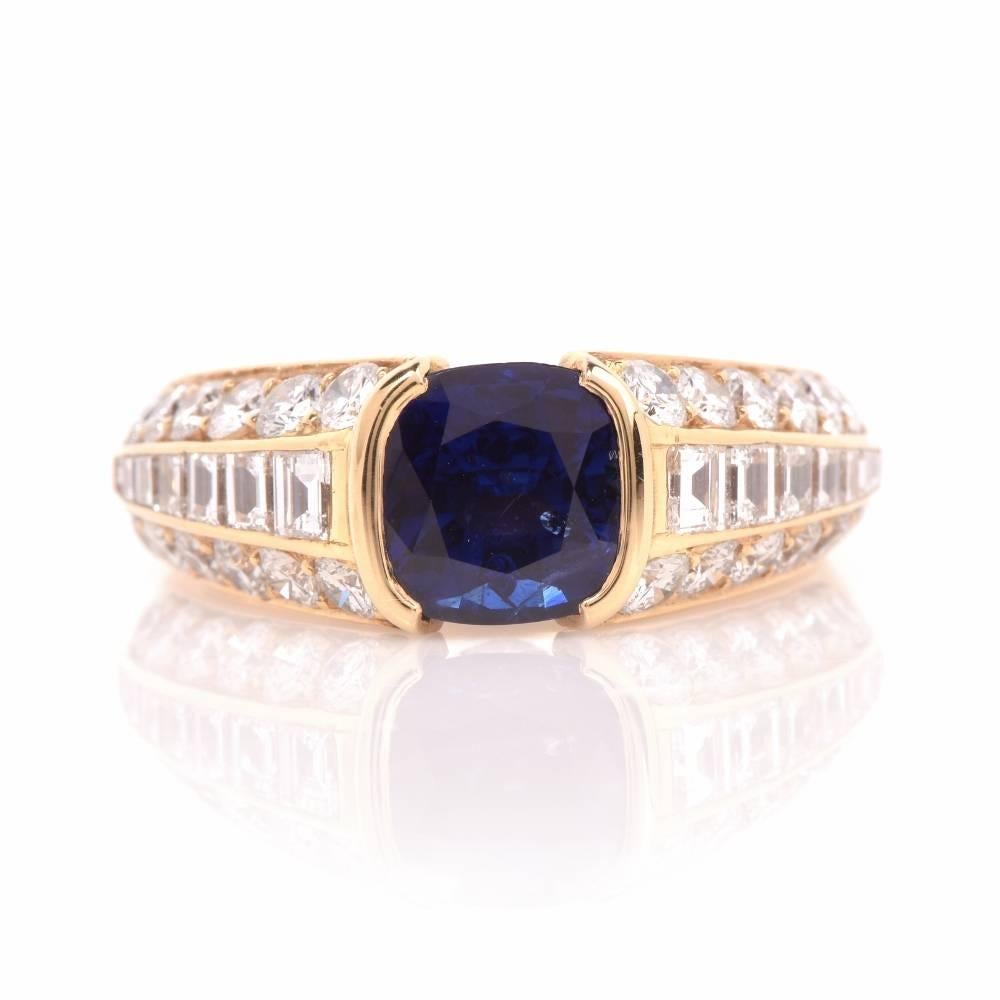 1980s French Sapphire Gold Ring 1