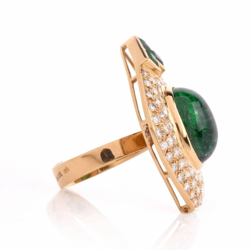 1980s Diamond Emerald Cluster Ring 2