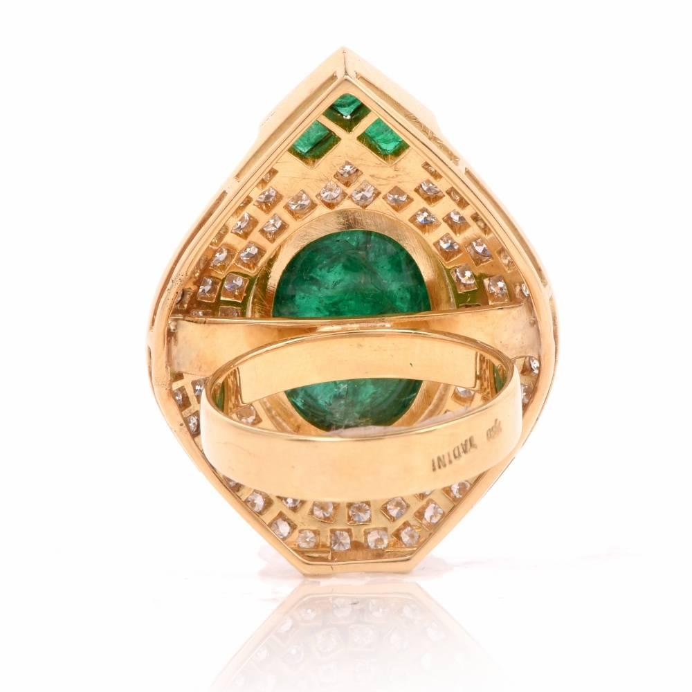 1980s Diamond Emerald Cluster Ring 3