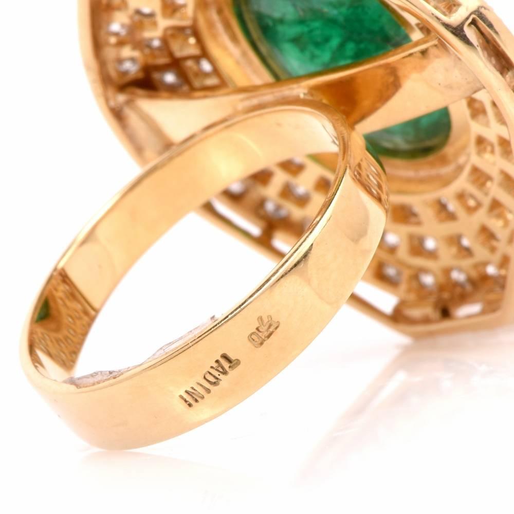 Women's 1980s Diamond Emerald Cluster Ring