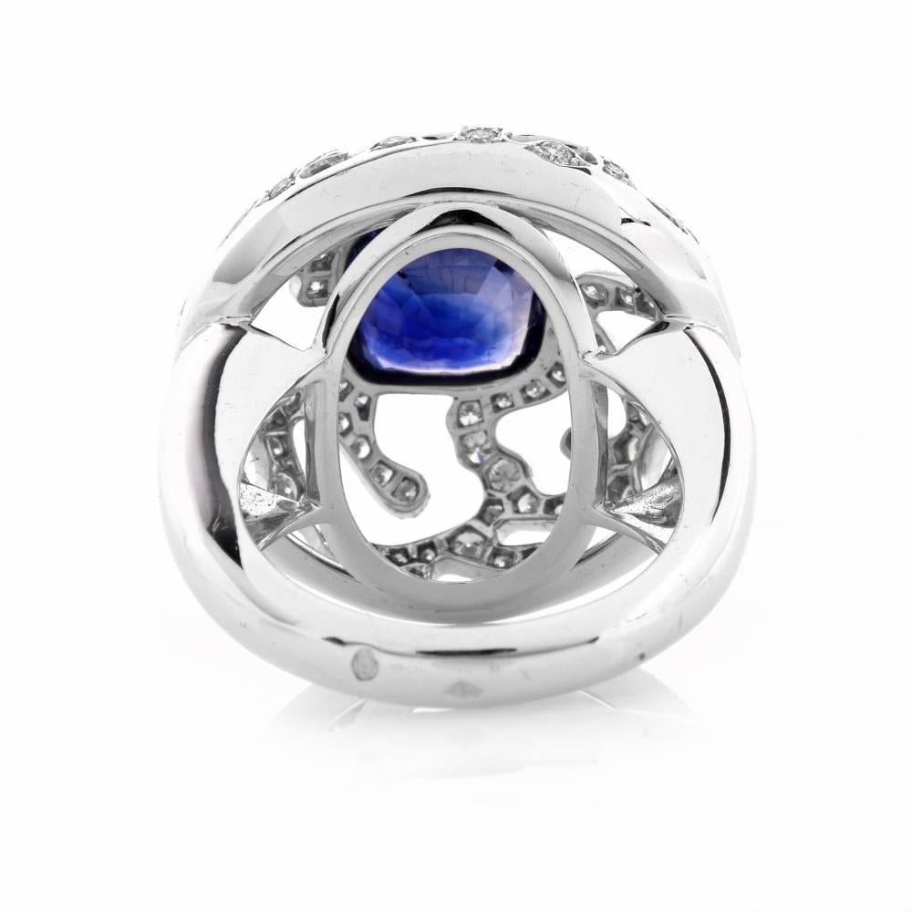 French 4.68 Sapphire Diamond  Cocktail Ring  2