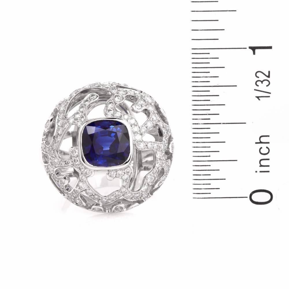 French 4.68 Sapphire Diamond  Cocktail Ring  1