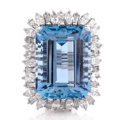 1960s Santa Maria Aquamarine Diamond Cocktail Ring