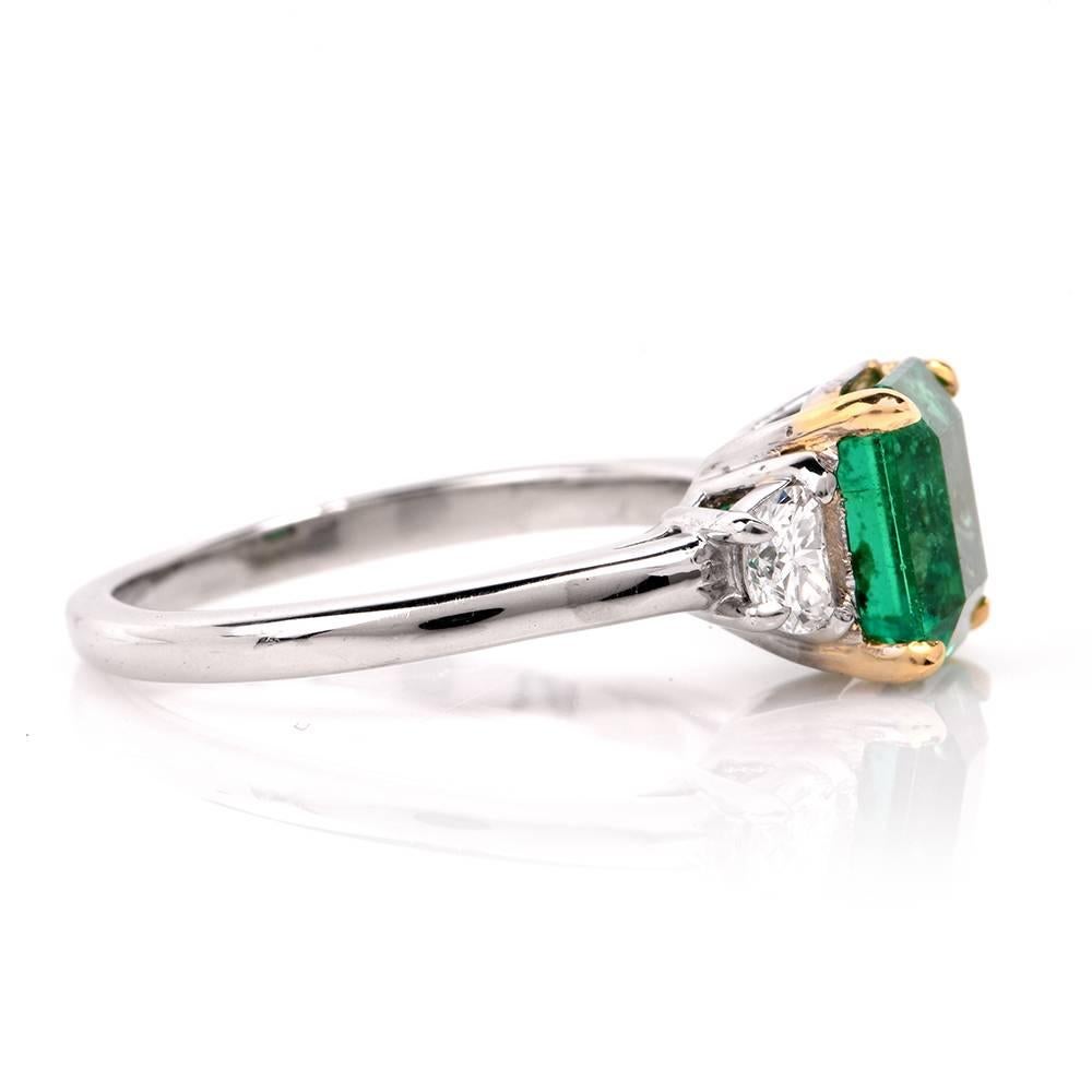 asscher cut emerald engagement ring