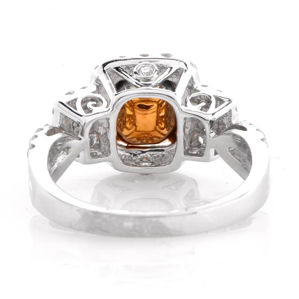 Halo Natural Yellow Diamond  Engagement Ring 1