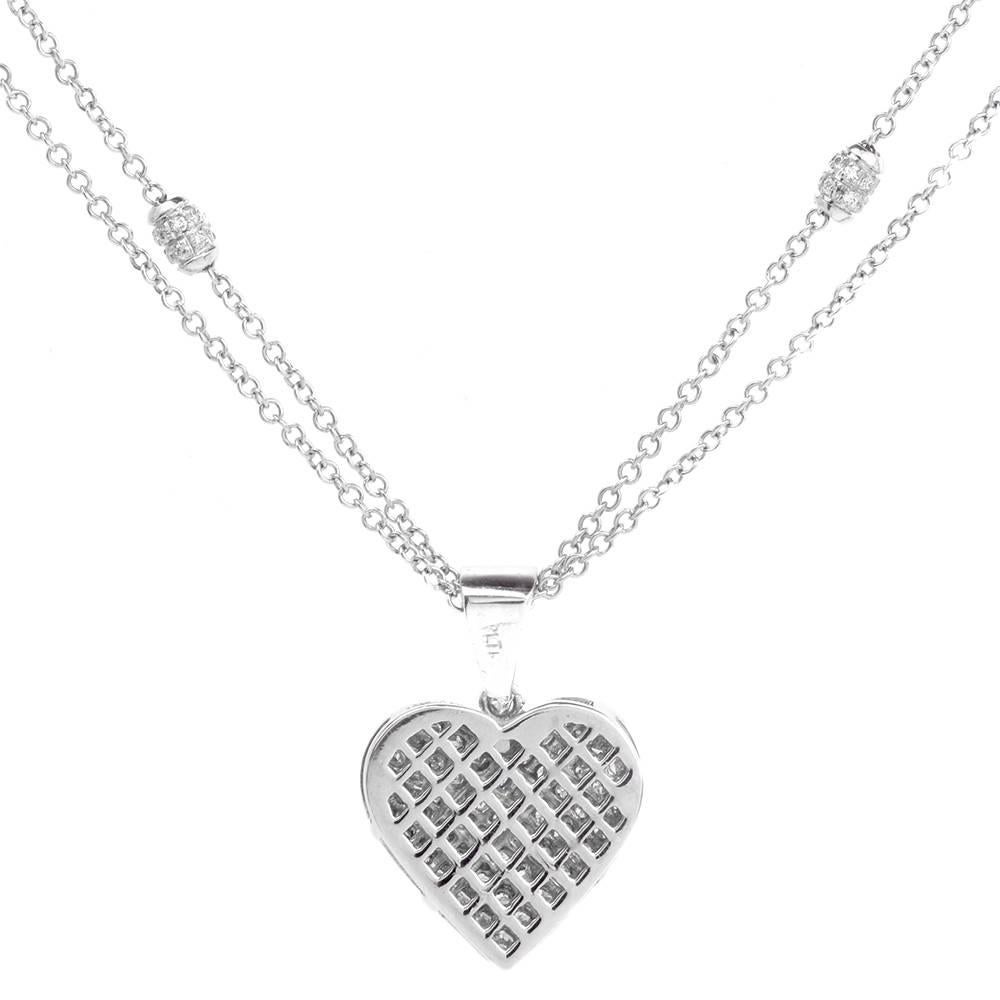  Princess Diamond Heart Platinum Gold Penant Necklace 1