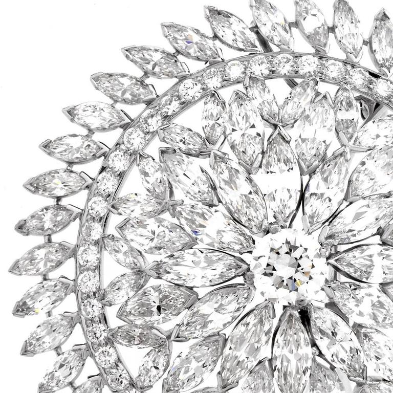 Diamond Platinum Lapel Brooch Pendant For Sale at 1stdibs