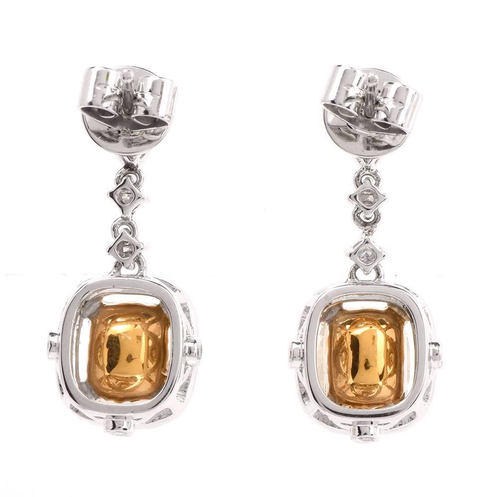Modern Natural  Light  Diamond  Gold Drop Earrings 1