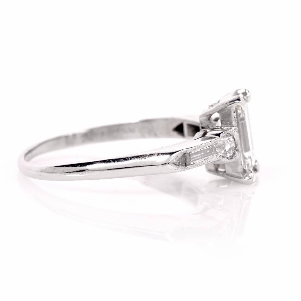 1960s Classic Diamond Platinum Engagement Ring In Excellent Condition In Miami, FL