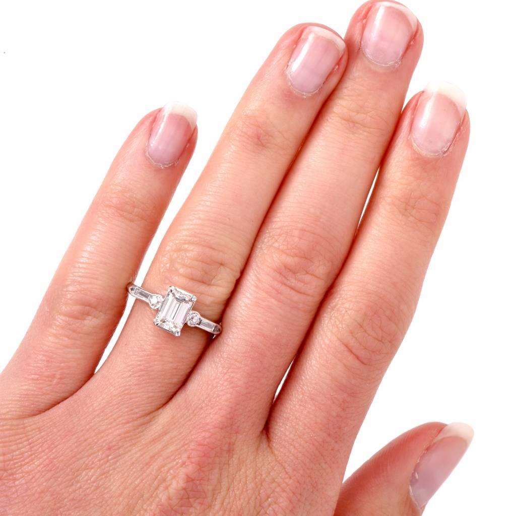 Art Deco 1960s Classic Diamond Platinum Engagement Ring