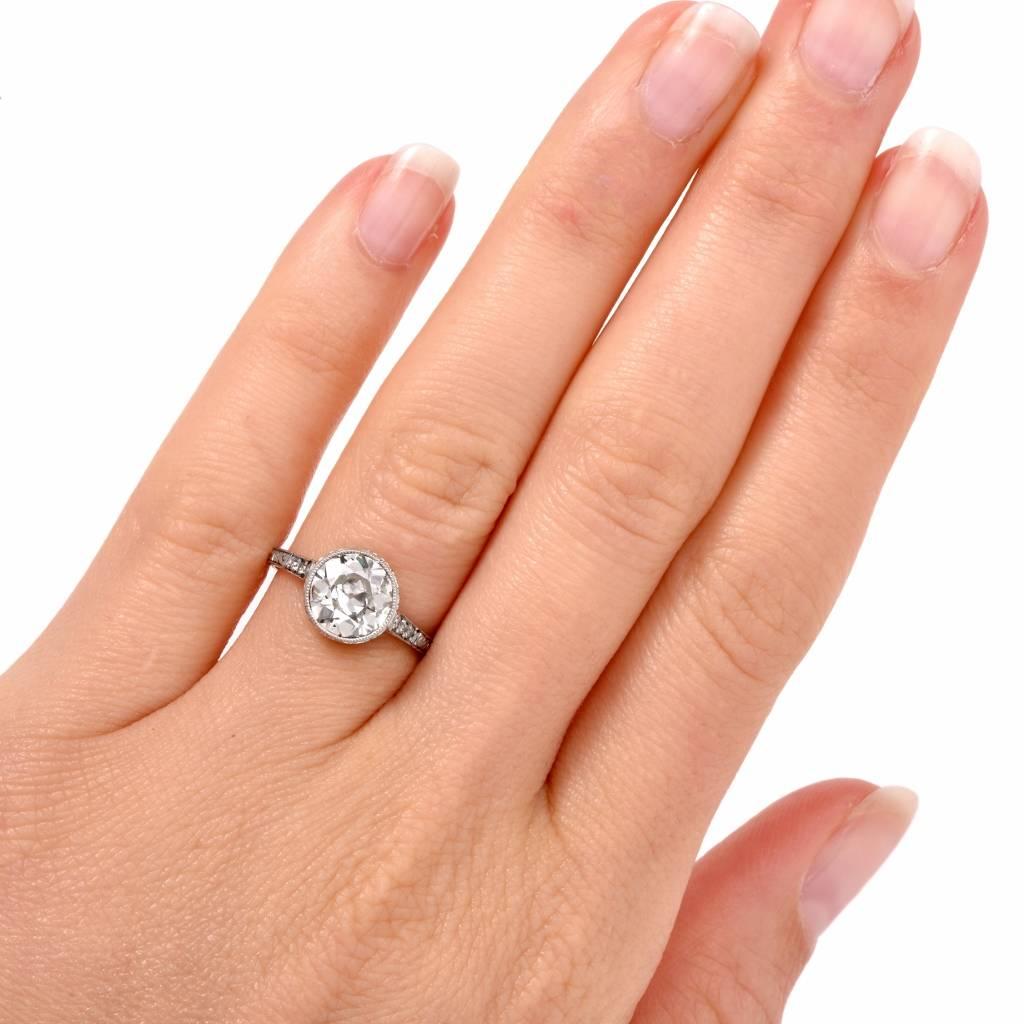 1930s Antique Diamond Platinum Engagement Ring 2