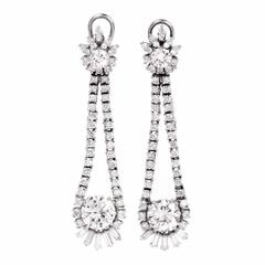 1960s 6.65 Carat Diamond Chandelier Platinum Drop Earrings 6