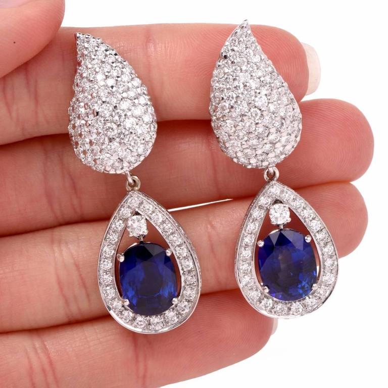 1980s Certified GIA Sapphire Diamond Day to Night Earrings For Sale at ...