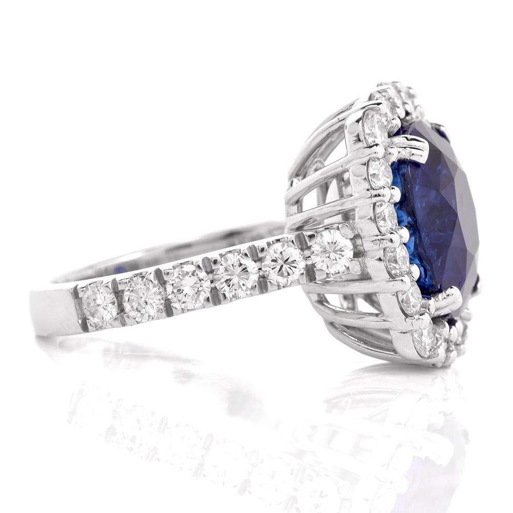 Certified Ceylon 12.57 Carat Sapphire Diamond Ring 3