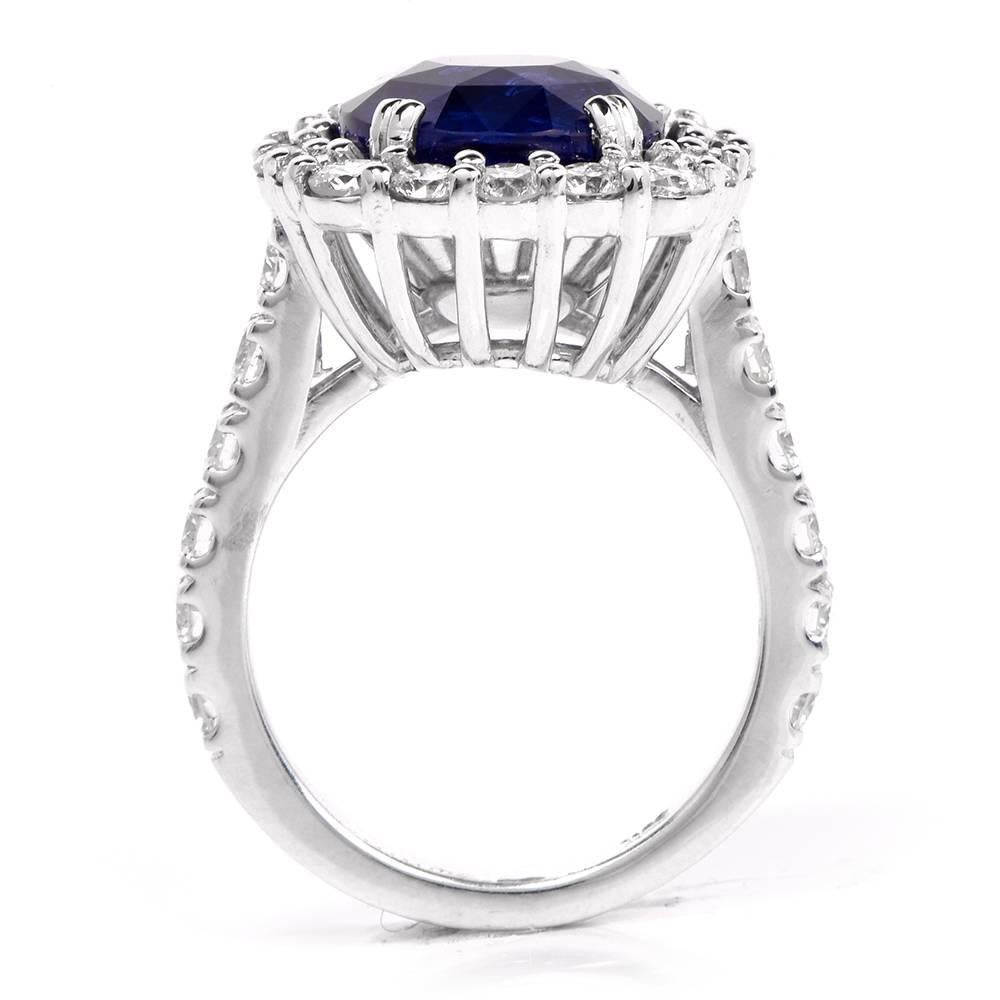 Certified Ceylon 12.57 Carat Sapphire Diamond Ring 4
