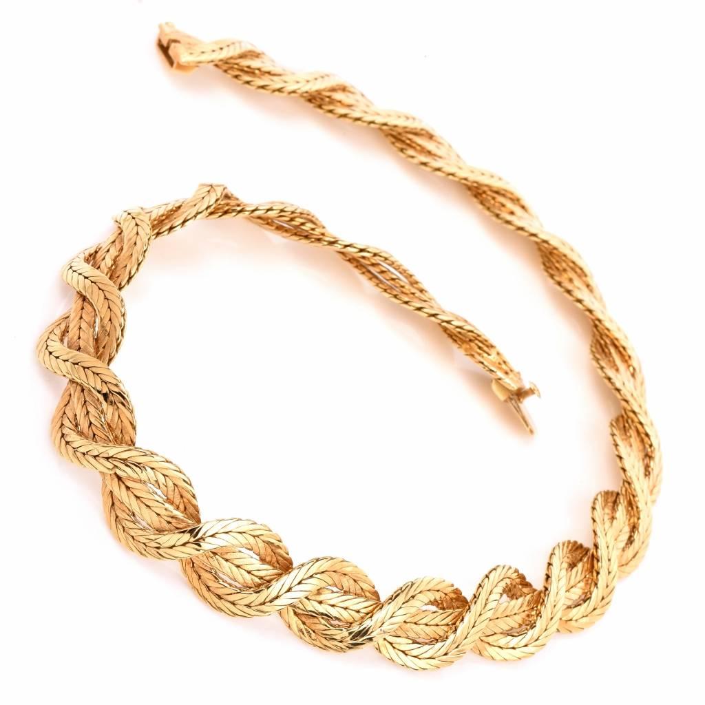 Women's or Men's Mario Buccellati Yellow Gold Woven Collar Necklace