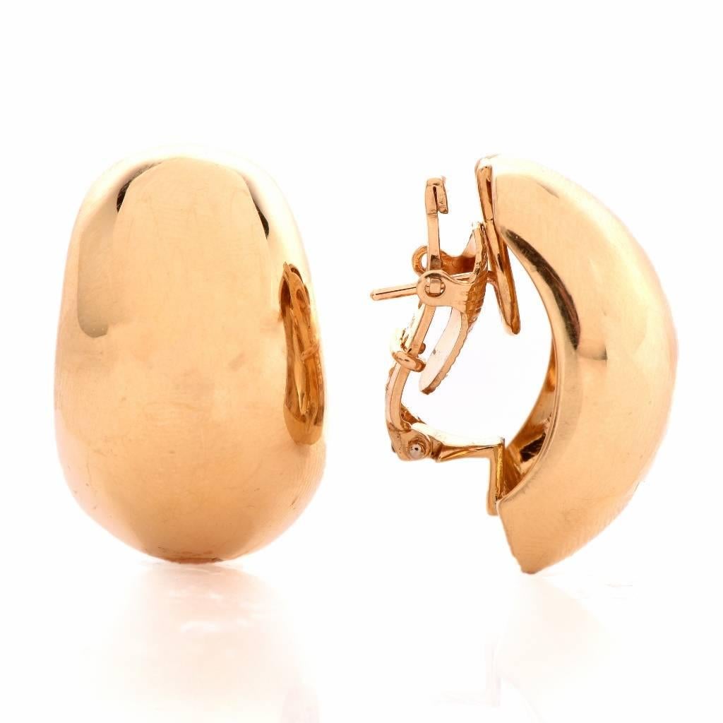 1980s Tiffany & Co. Half Hoop Bombé Gold Earrings 1