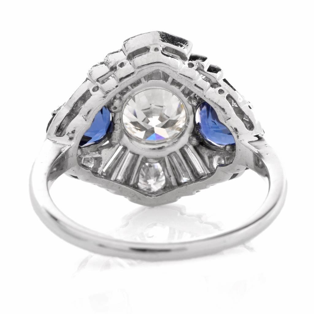 Blue Sapphire Diamond Platinum Ring 2