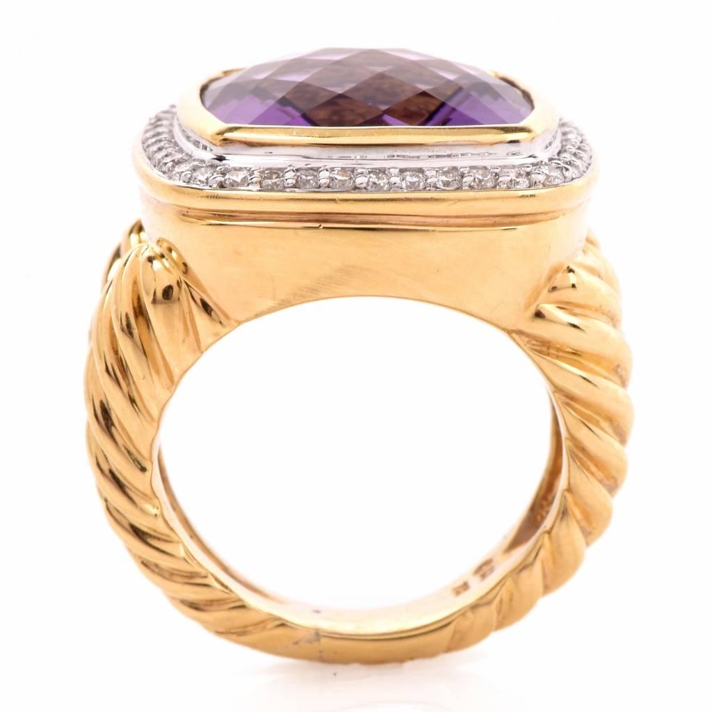 David Yurman Albion Amethyst Diamond Gold  Ring  1