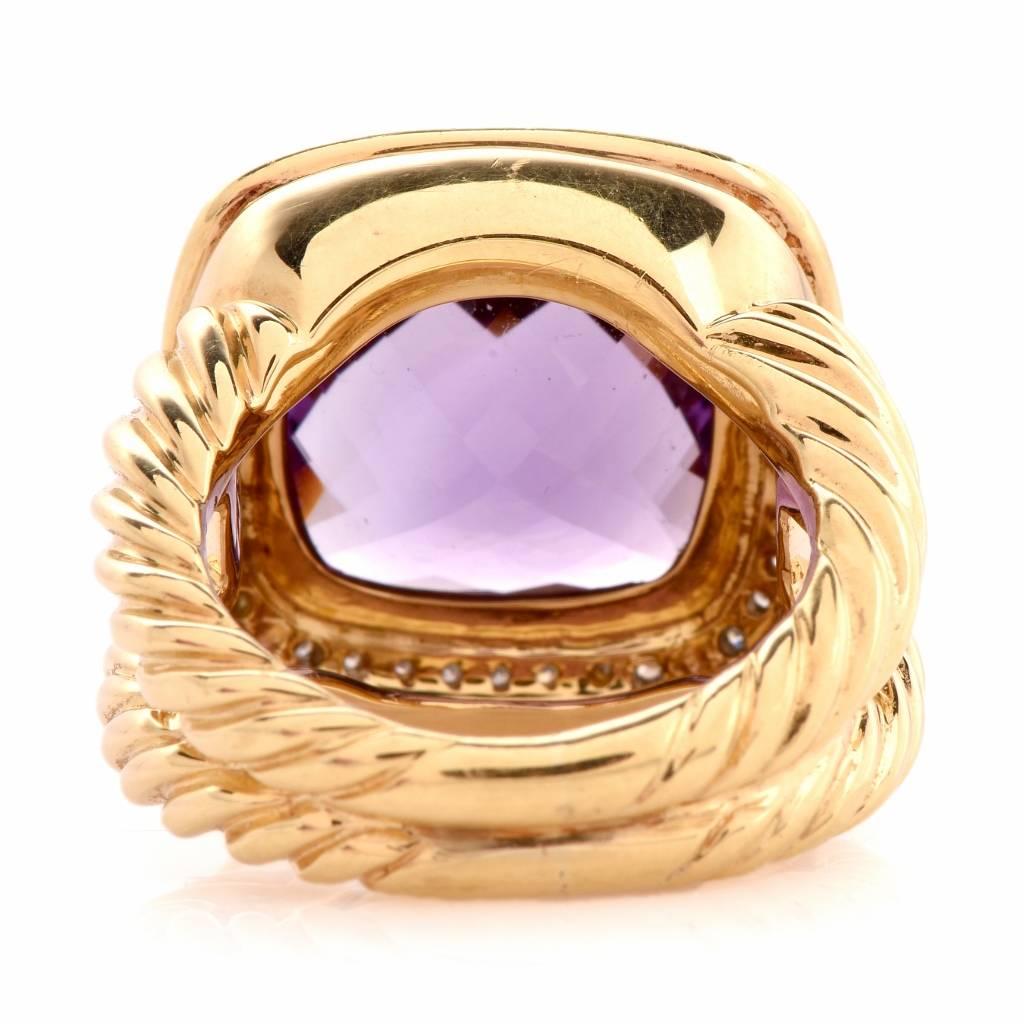 David Yurman Albion Amethyst Diamond Gold  Ring  4