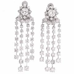 Sparkling Cascading Diamond Platinum Chandelier Earrings 1