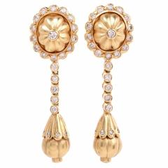 Etruscan Revival Style Diamond Gold Pendant Earrings 7