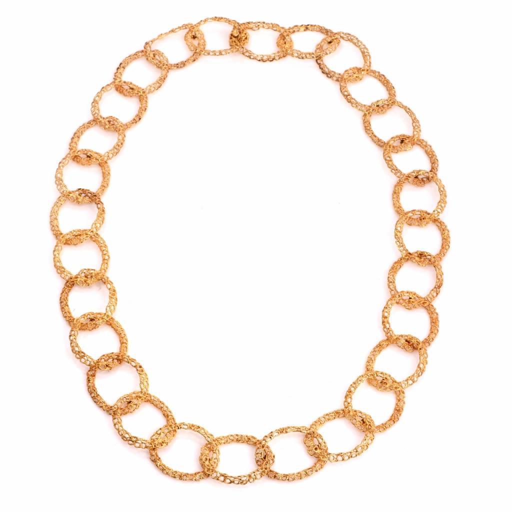 Women's 1960s Tiffany & Co. Gold Intertwined Chain Opera Length Necklace