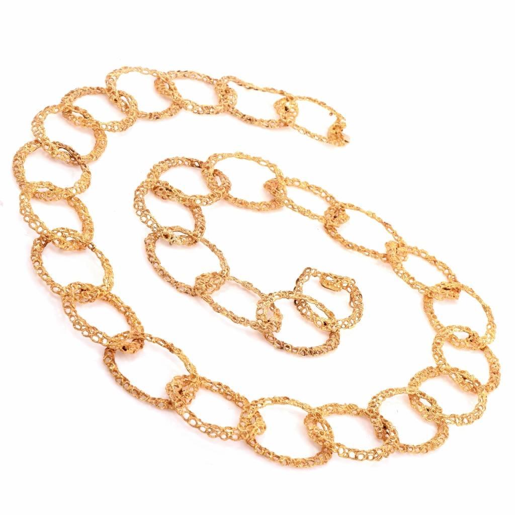 1960s Tiffany & Co. Gold Intertwined Chain Opera Length Necklace In Excellent Condition In Miami, FL