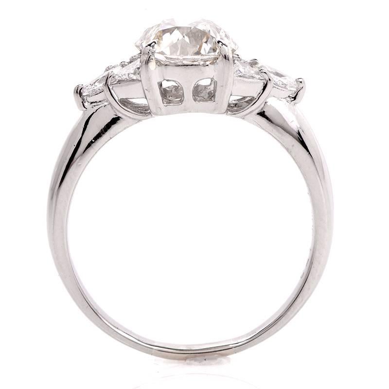 1950s Cushion Diamond Platinum Engagement Ring 3