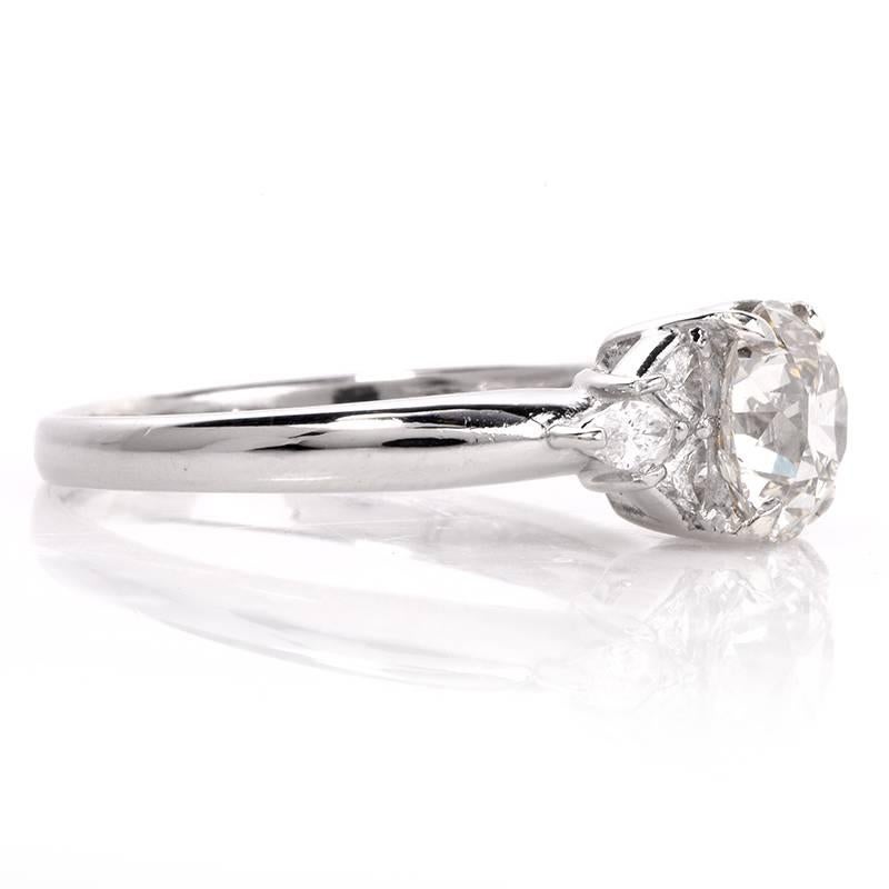 1950s Cushion Diamond Platinum Engagement Ring 4