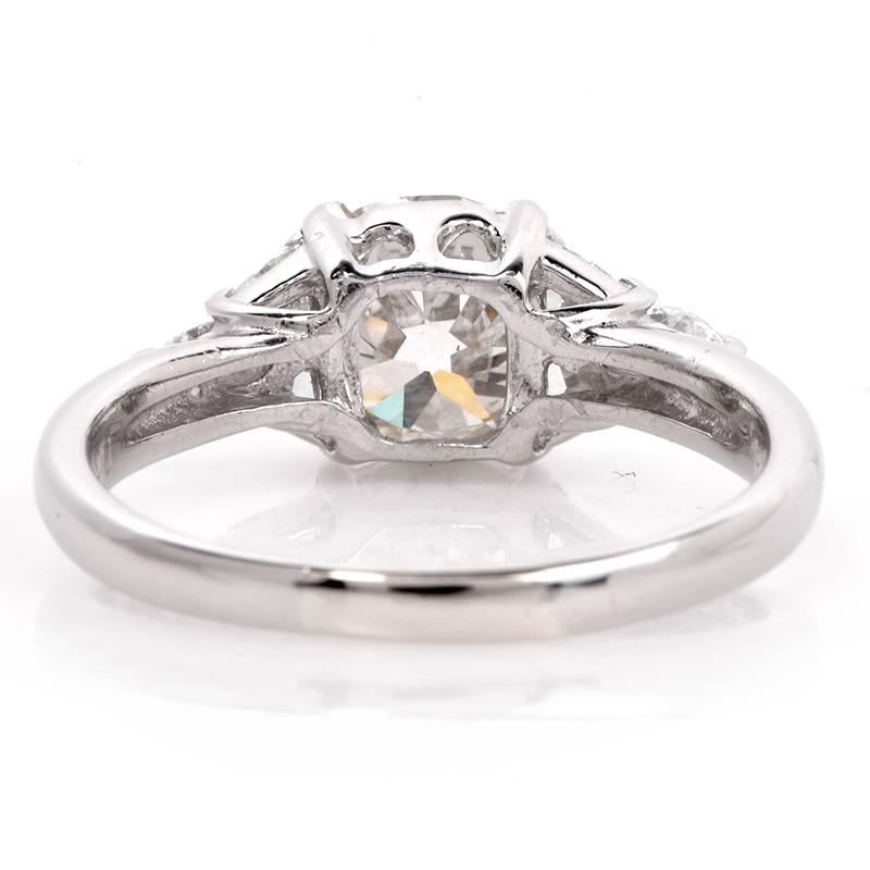 1950s Cushion Diamond Platinum Engagement Ring 1