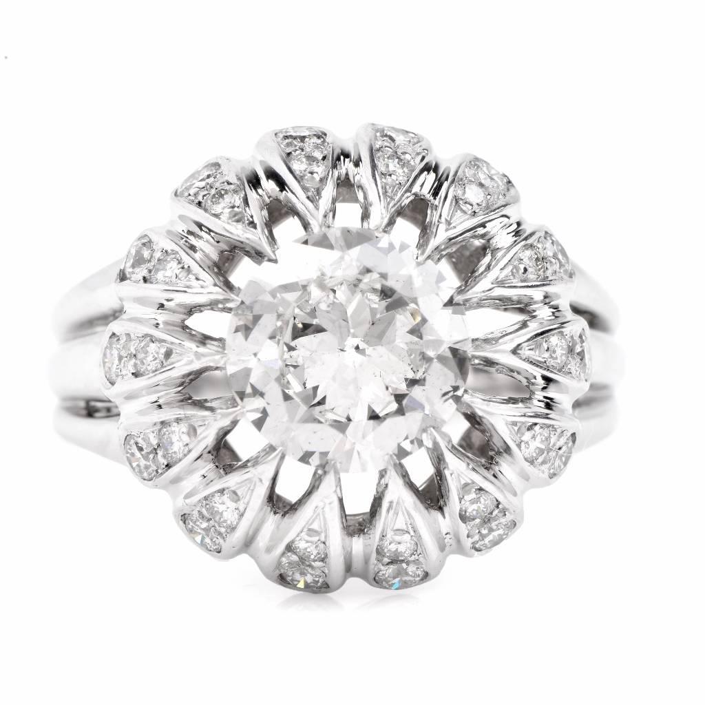 Round Cut 2.24 Carat Diamond Platinum Engagement Ring