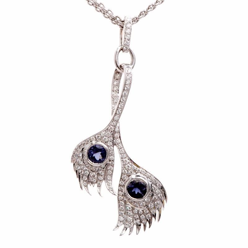 Carrera y Carrera Peacock Collection Diamond Tanzanite Gold Pendant Necklace