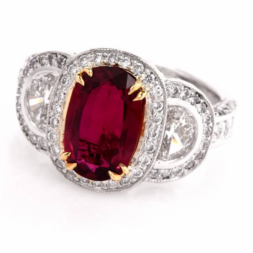 21st Century Ruby Diamond White Gold Ring 2