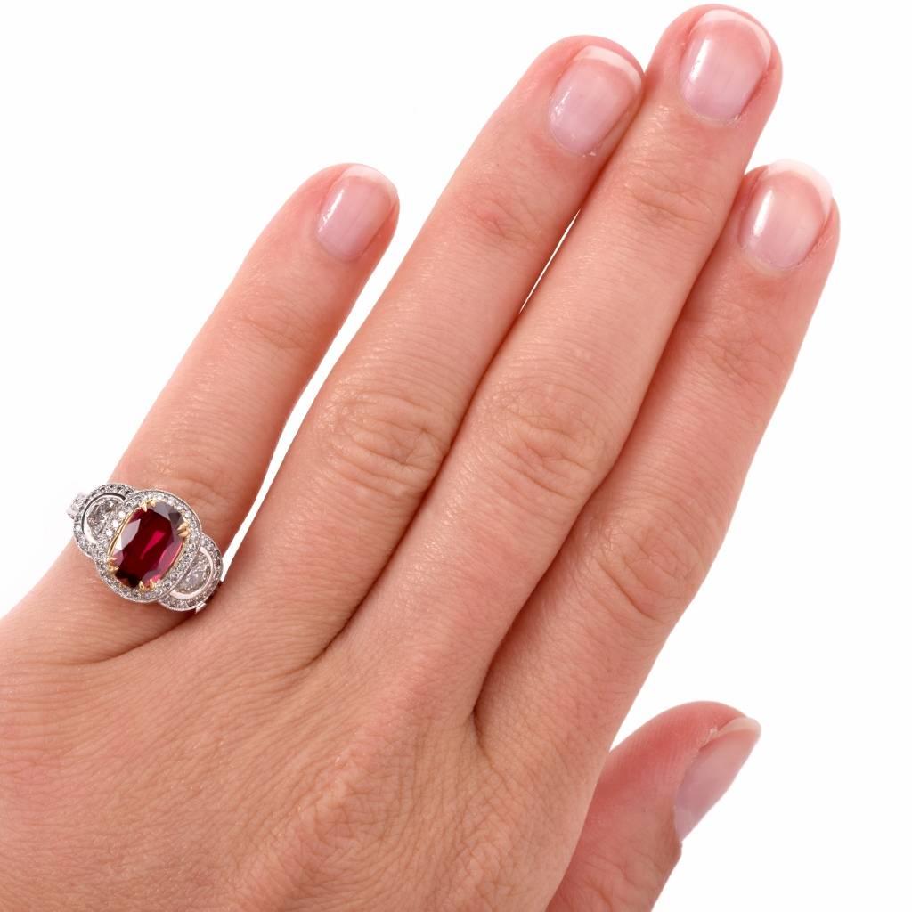 21st Century Ruby Diamond White Gold Ring In Excellent Condition In Miami, FL