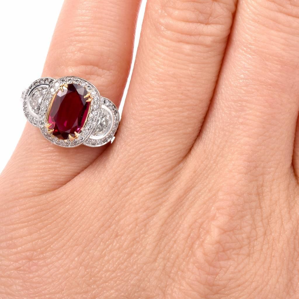 21st Century Ruby Diamond White Gold Ring 4