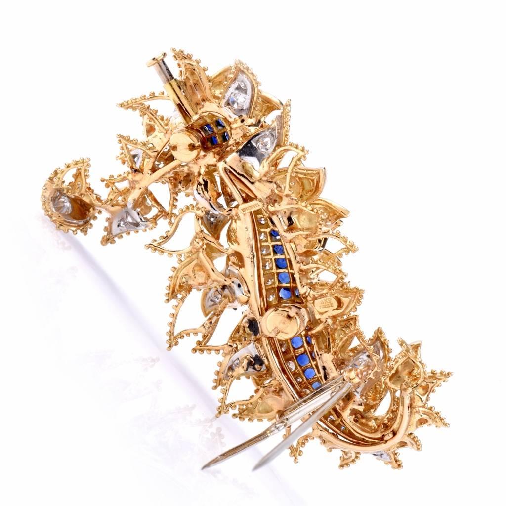 Tiffany & Co. Sapphire Diamond Yellow Gold  Brooch 1