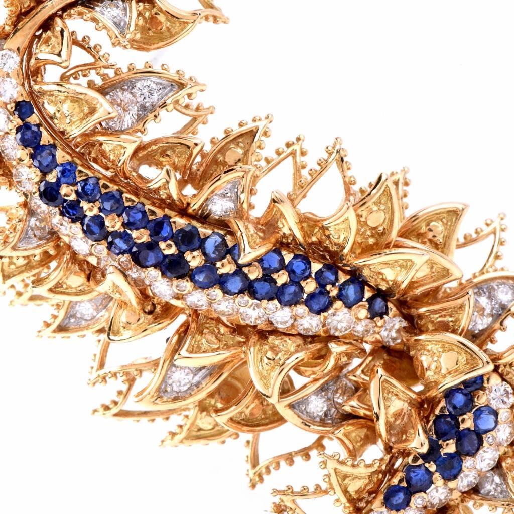 Tiffany & Co. Sapphire Diamond Yellow Gold  Brooch 2