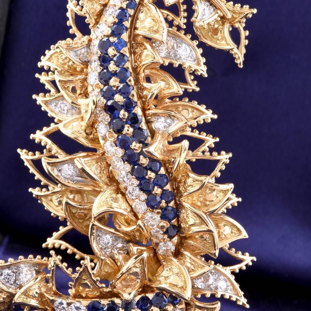 Tiffany & Co. Sapphire Diamond Yellow Gold  Brooch 4