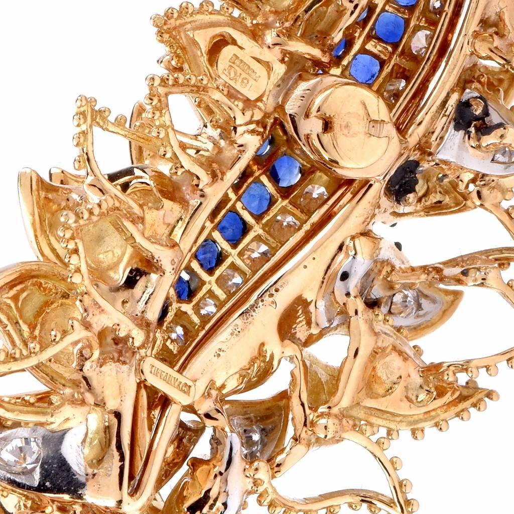 Tiffany & Co. Sapphire Diamond Yellow Gold  Brooch 3