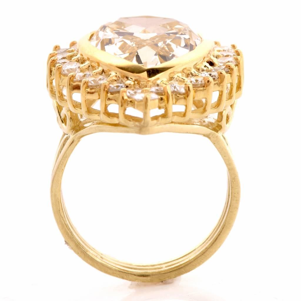 GIA Certified Light Yellow Diamond Gold Cocktail Engagement Ring 2