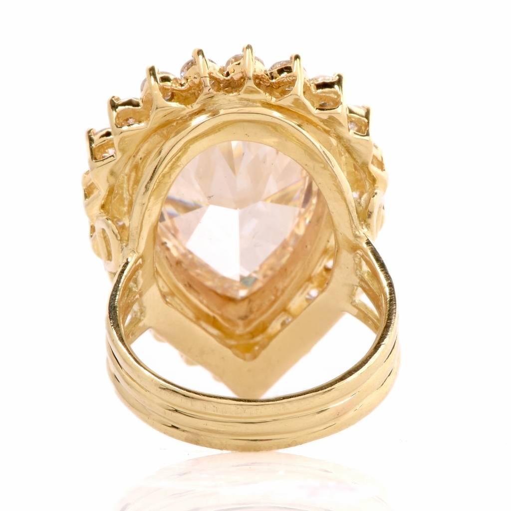 GIA Certified Light Yellow Diamond Gold Cocktail Engagement Ring 3
