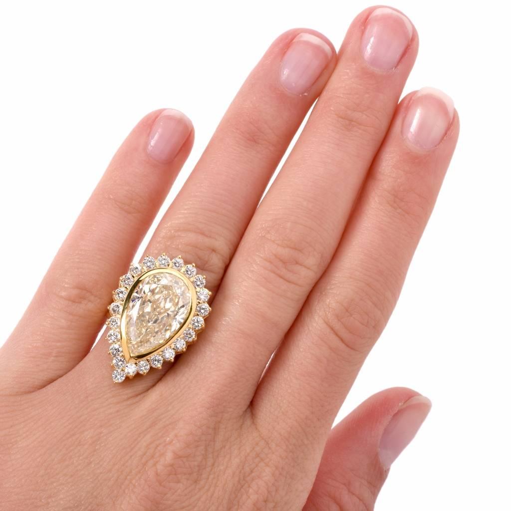 GIA Certified Light Yellow Diamond Gold Cocktail Engagement Ring 5