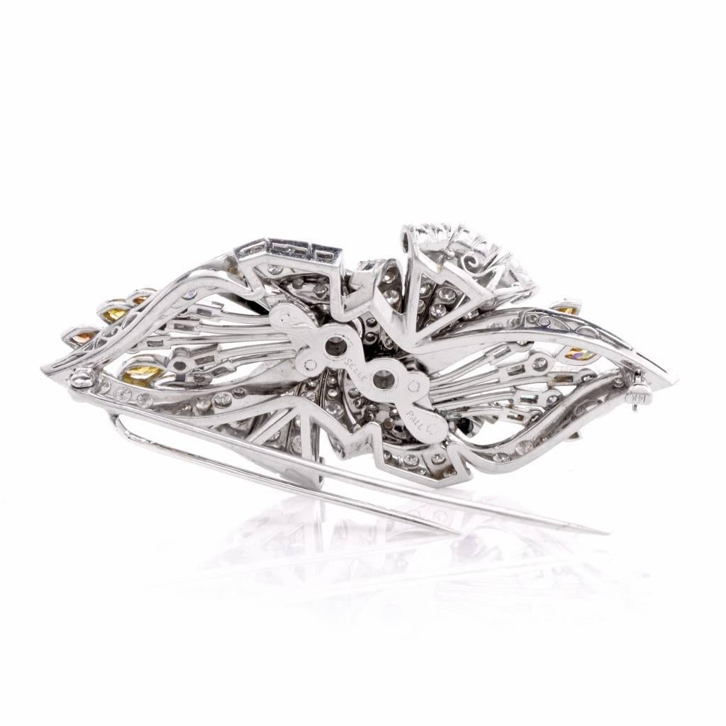Art Deco 10.05 Carats Diamond Palladium Lapel Pin Brooch 4