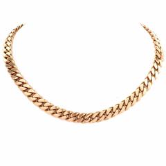 1980s Italian Heavy Cuban Gold Curb Link Choker Chain Necklace